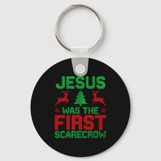 Jesus Was The First-ecrow Reindeer Ugly Sweater Xm Sleutelhanger (Voorkant)