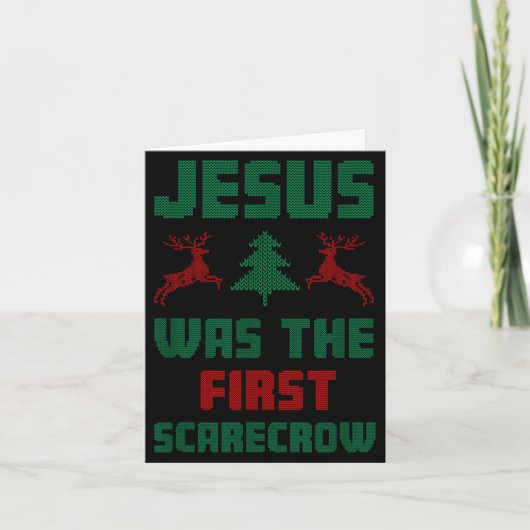 Jesus Was The First Ecrow Ugly Sweater Style Kaart (Voorkant)