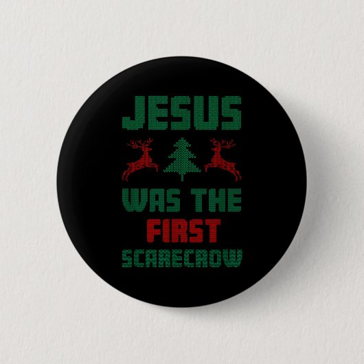 Jesus Was The First Ecrow Ugly Sweater Style Ronde Button 5,7 Cm (Voorkant)
