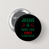 Jesus Was The First Ecrow Ugly Sweater Style Ronde Button 5,7 Cm (Voorkant /achterkant)