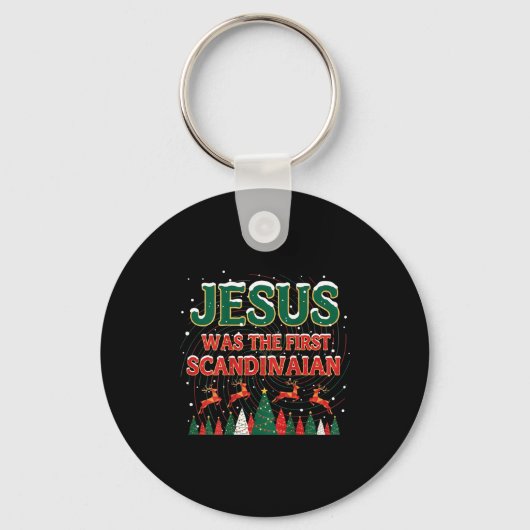 Jesus Was The First Ecrow Ugly Sweater Style Sleutelhanger (Voorkant)