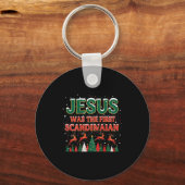 Jesus Was The First Ecrow Ugly Sweater Style Sleutelhanger (Voorkant)