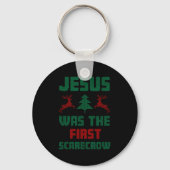 Jesus Was The First Ecrow Ugly Sweater Style Sleutelhanger (Voorkant)