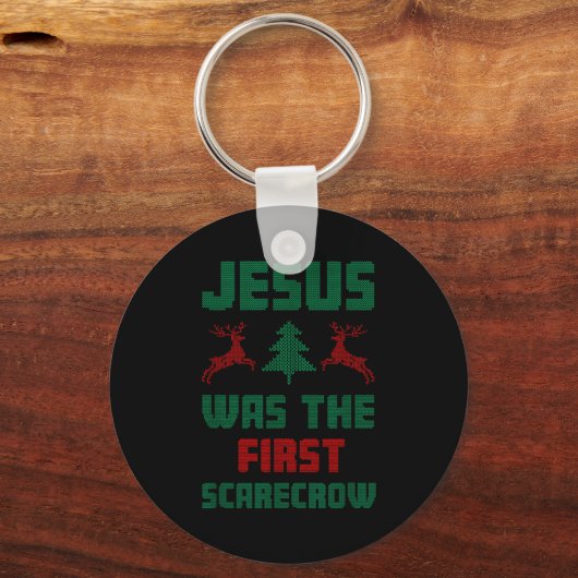 Jesus Was The First Ecrow Ugly Sweater Style  Sleutelhanger (Voorkant)