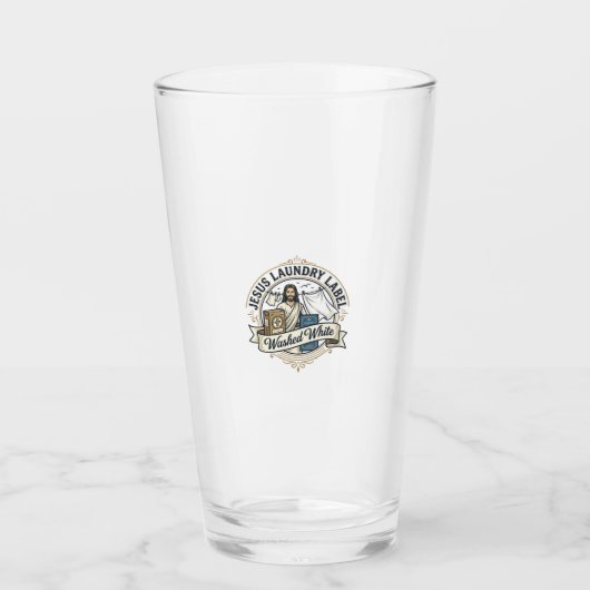 Jesus waslabel voor het wassen Witte Jesus Waslabe Glas (Voorkant)