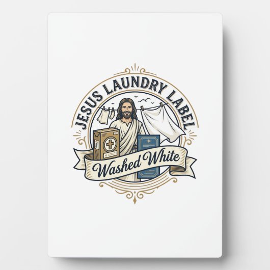 Jesus Waslabel Witte Jezus Wasgoed Was Fotoplaat (voorkant)
