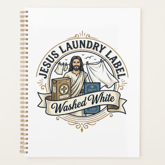 Jesus Waslabel Witte Jezus Wasgoed Was Planner (Voorkant)