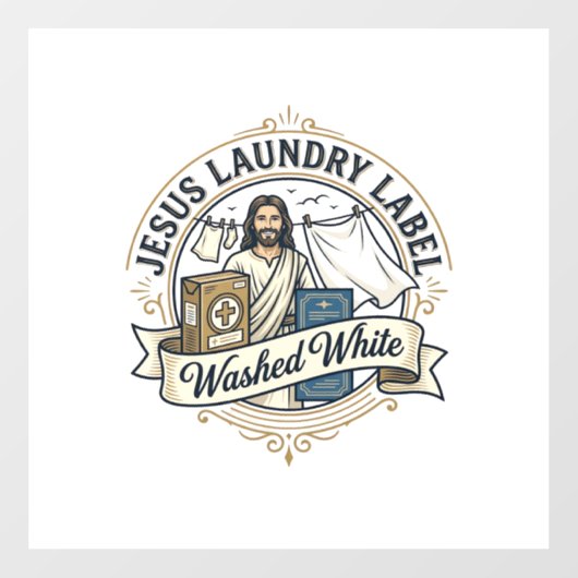 Jesus Waslabel Witte Jezus Wasgoed Was Raamsticker (Vel)