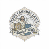 Jesus Wasmachine Label Gewassen Witte Jesus Wasmac (Voorkant)