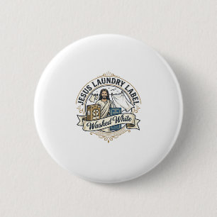 Jesus Wasmachine Label Gewassen Witte Jesus Wasmac Ronde Button 5,7 Cm