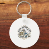 Jesus Wasmachine Label Gewassen Witte Jesus Wasmac Sleutelhanger (Voorkant)