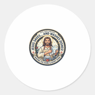 Jesus Wastaken Humor T-shirt Christelijk Grafisch Ronde Sticker