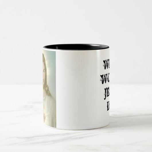 jesus, WAT ZOU JESUS DOEN? Tweekleurige Koffiemok (Center)