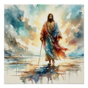 Jesus Waterverf Art Perfect Poster