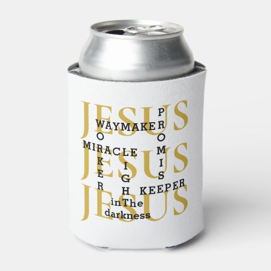 JESUS Waymaker Monogram Christelijk Blikjeskoeler (Blikje Voorkant)