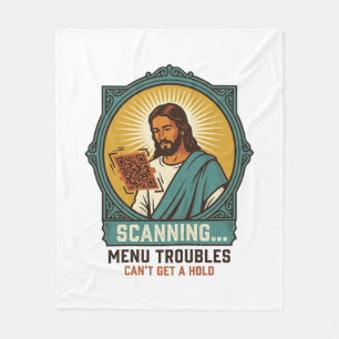 Jesus Wazige QR-code Scant Niet Menu Tech Humor_1 Fleece Deken