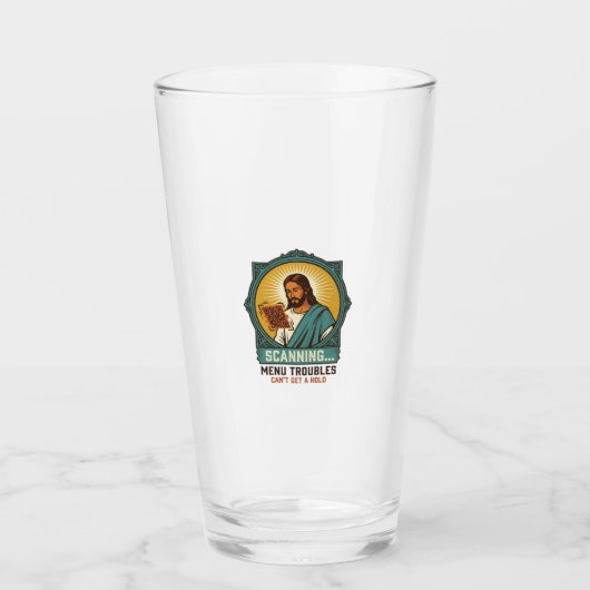Jesus Wazige QR-code Scant Niet Menu Tech Humor_1 Glas (Voorkant)