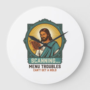 Jesus Wazige QR-code Scant Niet Menu Tech Humor_1 Grote Klok
