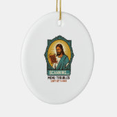 Jesus Wazige QR-code Scant Niet Menu Tech Humor_1 Keramisch Ornament (Rechts)