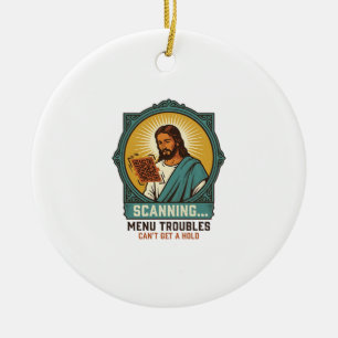 Jesus Wazige QR-code Scant Niet Menu Tech Humor_1 Keramisch Ornament
