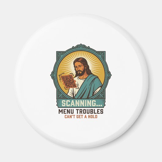 Jesus Wazige QR-code Scant Niet Menu Tech Humor_1 Magneet (Voorkant)