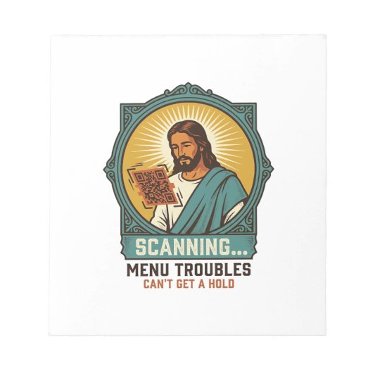 Jesus Wazige QR-code Scant Niet Menu Tech Humor_1 Notitieblok (Voorkant)