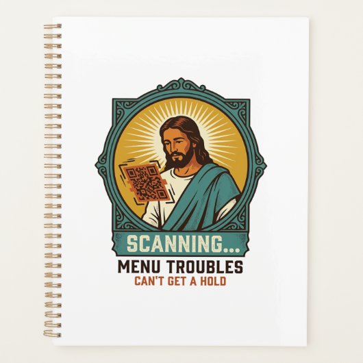 Jesus Wazige QR-code Scant Niet Menu Tech Humor_1 Planner (Voorkant)