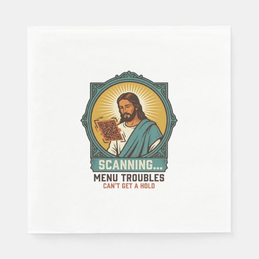 Jesus Wazige QR-code Scant Niet Menu Tech Humor_1 Servet (Voorkant)