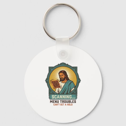 Jesus Wazige QR-code Scant Niet Menu Tech Humor_1 Sleutelhanger (Voorkant)