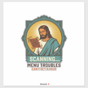 Jesus Wazige QR-code Scant Niet Menu Tech Humor_1 Sticker