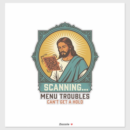 Jesus Wazige QR-code Scant Niet Menu Tech Humor_1 Sticker (Vel)