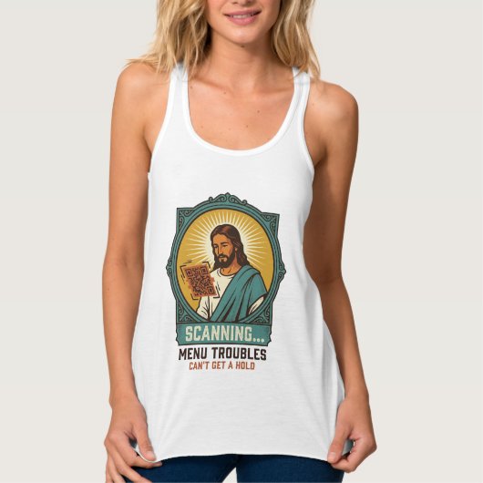 Jesus Wazige QR-code Scant Niet Menu Tech Humor_1 Tanktop (Voorkant)