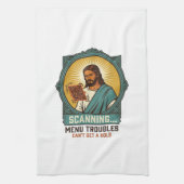 Jesus Wazige QR-code Scant Niet Menu Tech Humor_1 Theedoek (Verticaal)