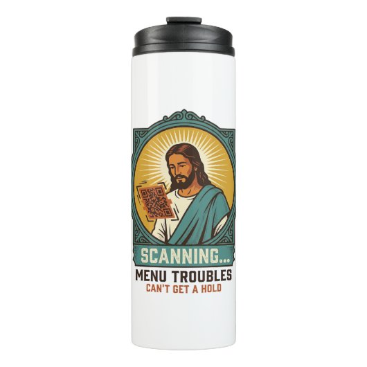 Jesus Wazige QR-code Scant Niet Menu Tech Humor_1 Thermosbeker (Voorkant)