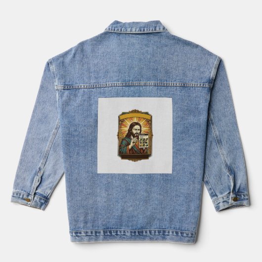 Jesus Wazige Trap Captcha Test Tech Beveiliging Hu Denim Jacket (Achterkant)