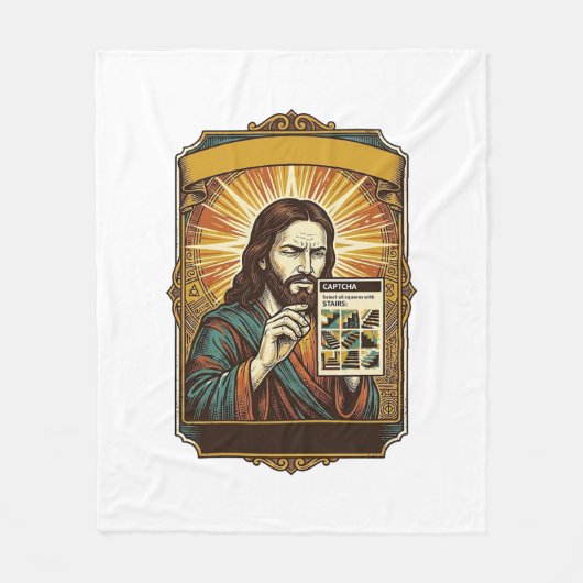Jesus Wazige Trap Captcha Test Tech Beveiliging Hu Fleece Deken (Voorkant)