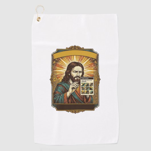 Jesus Wazige Trap Captcha Test Tech Beveiliging Hu Golfhanddoek (Voorkant)