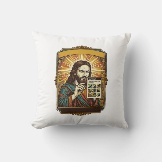 Jesus Wazige Trap Captcha Test Tech Beveiliging Hu Kussen (Voorkant)