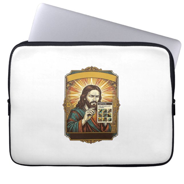 Jesus Wazige Trap Captcha Test Tech Beveiliging Hu Laptop Sleeve (Voorkant)