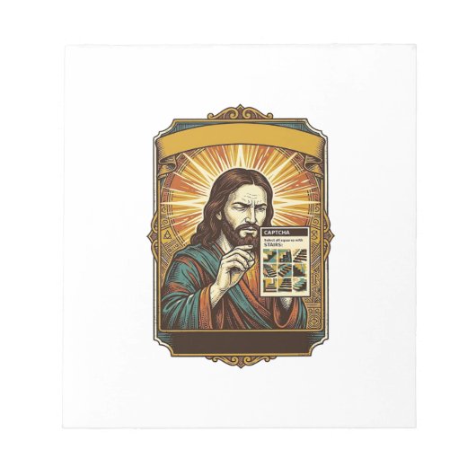 Jesus Wazige Trap Captcha Test Tech Beveiliging Hu Notitieblok (Voorkant)