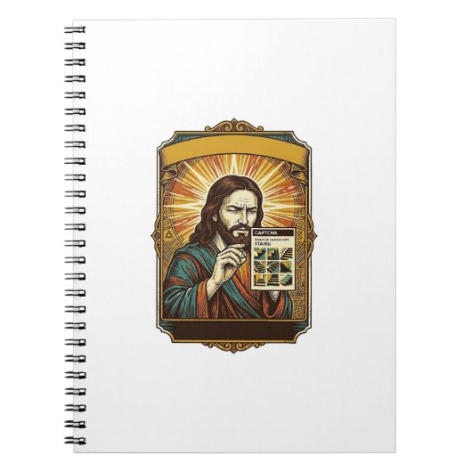 Jesus Wazige Trap Captcha Test Tech Beveiliging Hu Notitieboek (Voorkant)