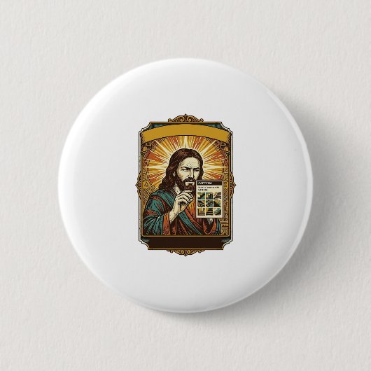 Jesus Wazige Trap Captcha Test Tech Beveiliging Hu Ronde Button 5,7 Cm (Voorkant)