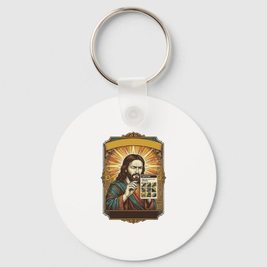 Jesus Wazige Trap Captcha Test Tech Beveiliging Hu Sleutelhanger (Voorkant)
