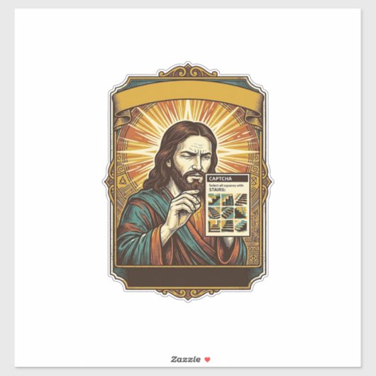 Jesus Wazige Trap Captcha Test Tech Beveiliging Hu Sticker (Vel)