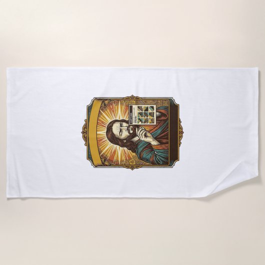 Jesus Wazige Trap Captcha Test Tech Beveiliging Hu Strandlaken (Voorkant)