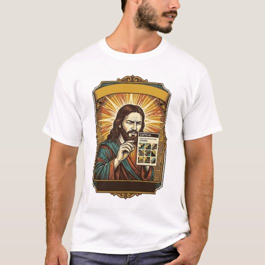 Jesus Wazige Trap Captcha Test Tech Beveiliging Hu T-shirt (Voorkant)