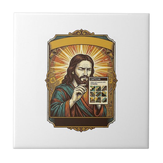 Jesus Wazige Trap Captcha Test Tech Beveiliging Hu Tegeltje (Voorkant)