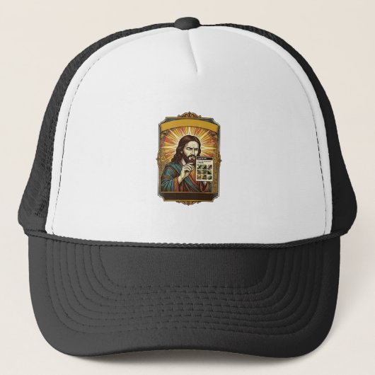 Jesus Wazige Trap Captcha Test Tech Beveiliging Hu Trucker Pet (Voorkant)