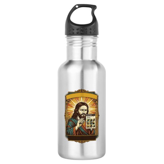 Jesus Wazige Trap Captcha Test Tech Beveiliging Hu Waterfles (Voorkant)