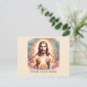 Jesus Welcoming Hands Waterverf Briefkaart (Staand voorkant)